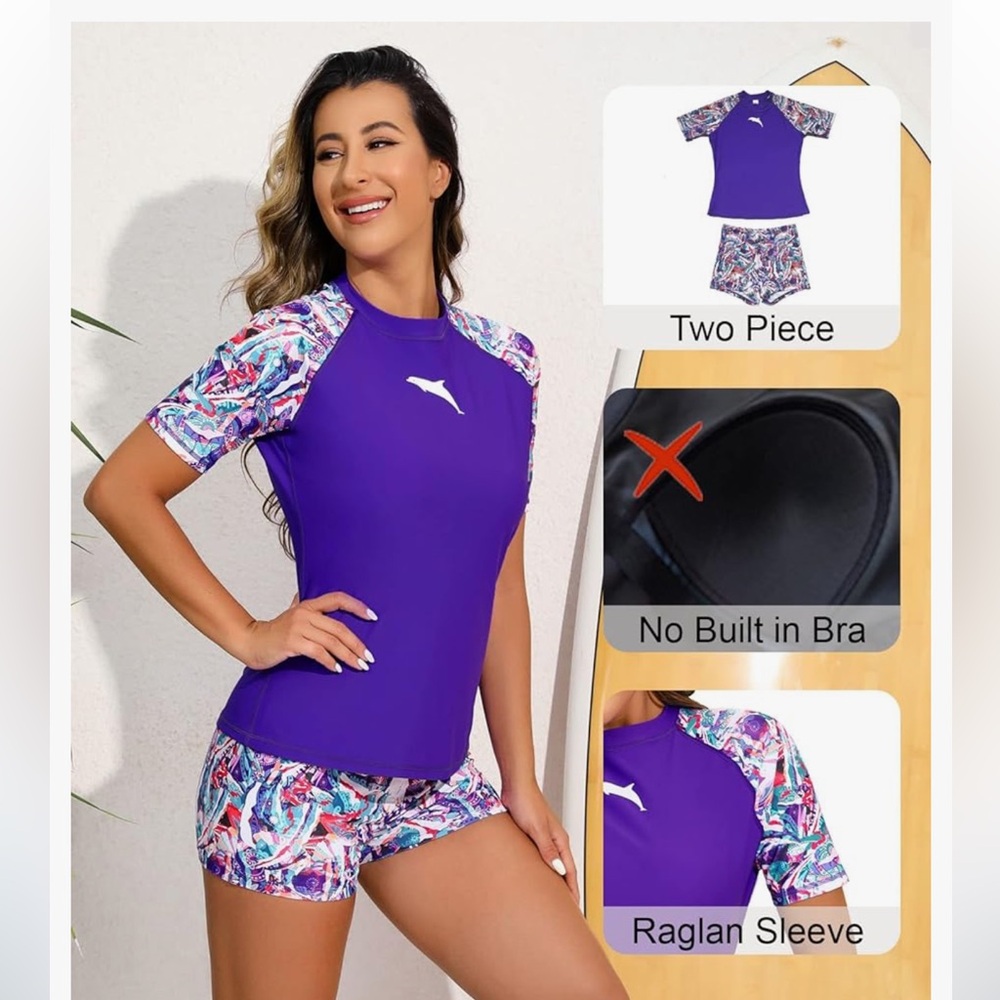Purple Rash Guard Swim Set - Picture 4 of 9